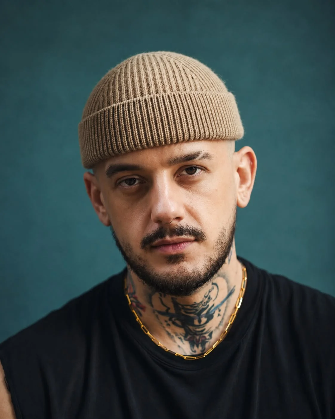 Portrait of Gab Lacarriere against a teal background