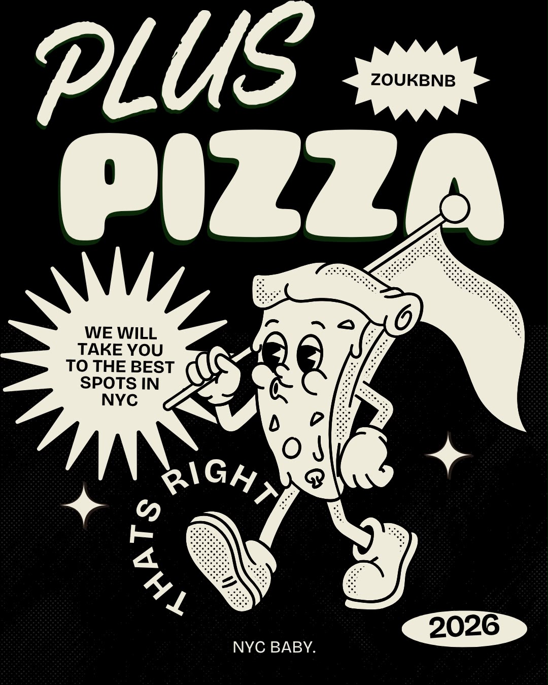 Zouk BNB pizza artwork: your hosts will show you their favorite NYC pizza spots
